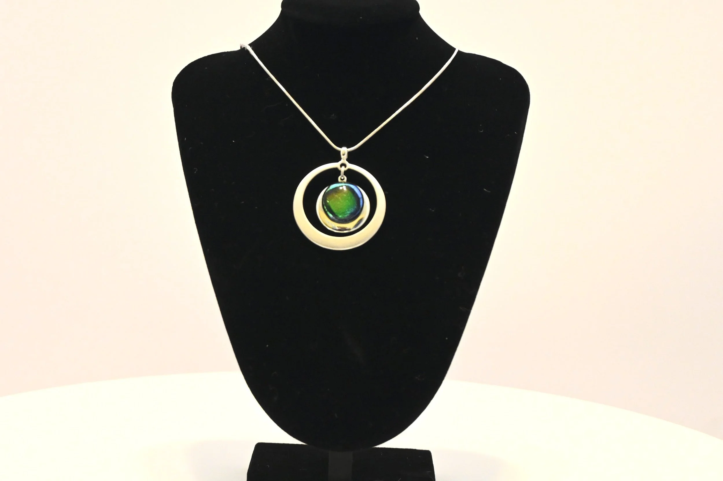 Fused Glass Mystic Elegance Silver Pendant