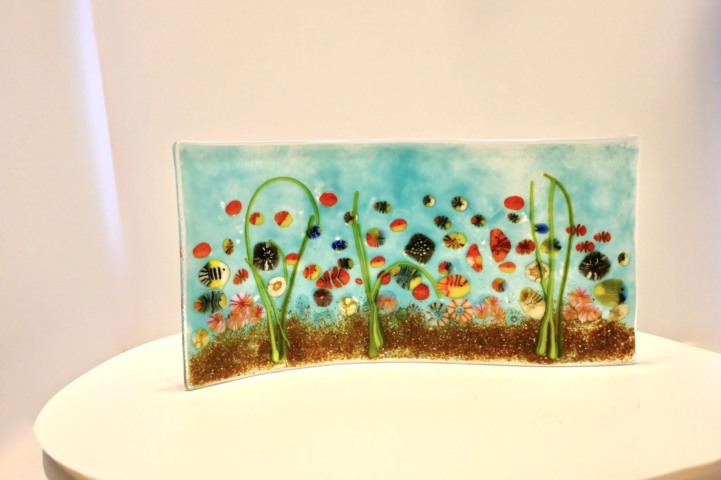 Handmade Fused Glass Ocean Art Panel