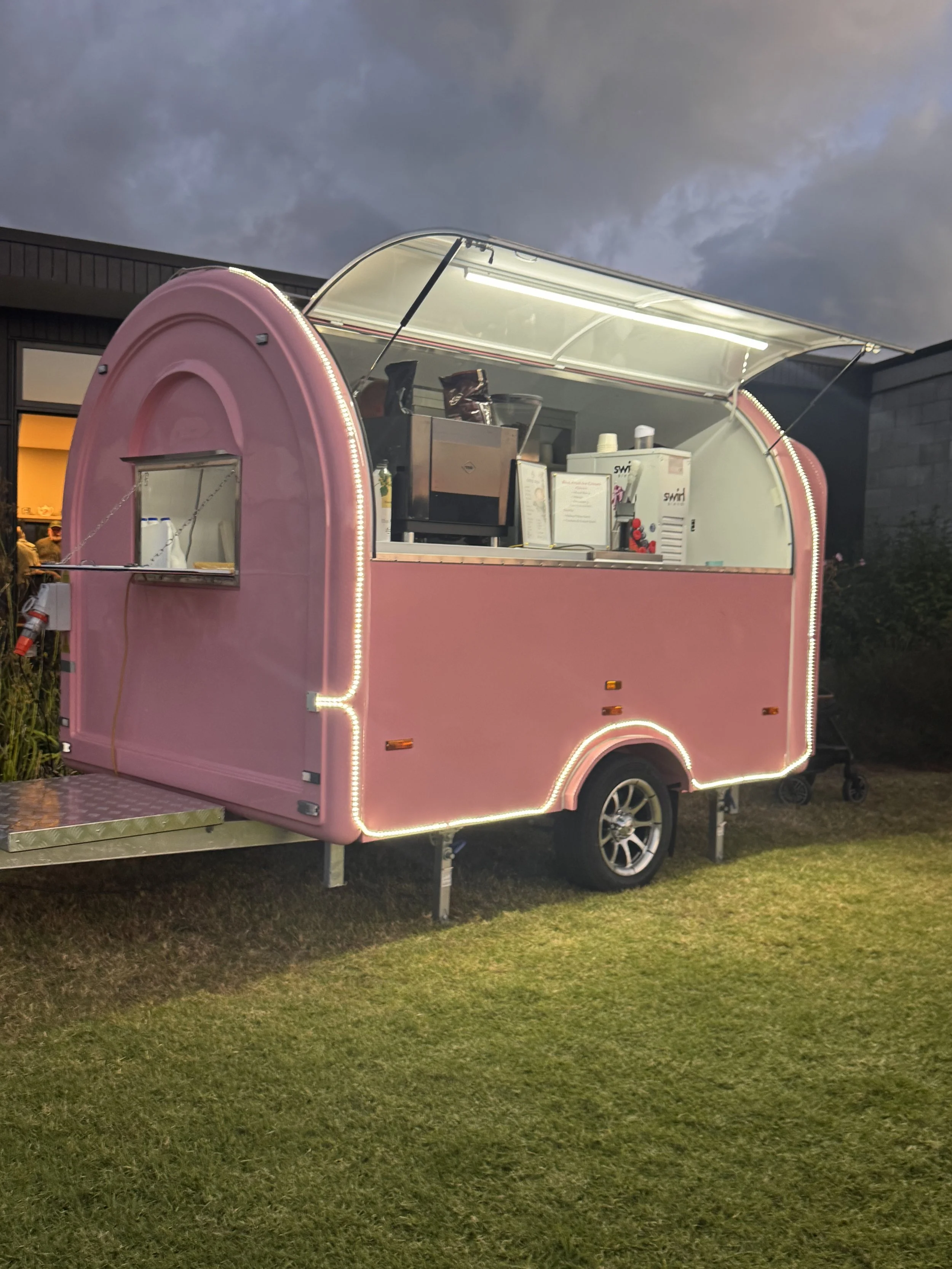 Pink Real Fruit Ice Cream Trailer at Wedding in Auckland
