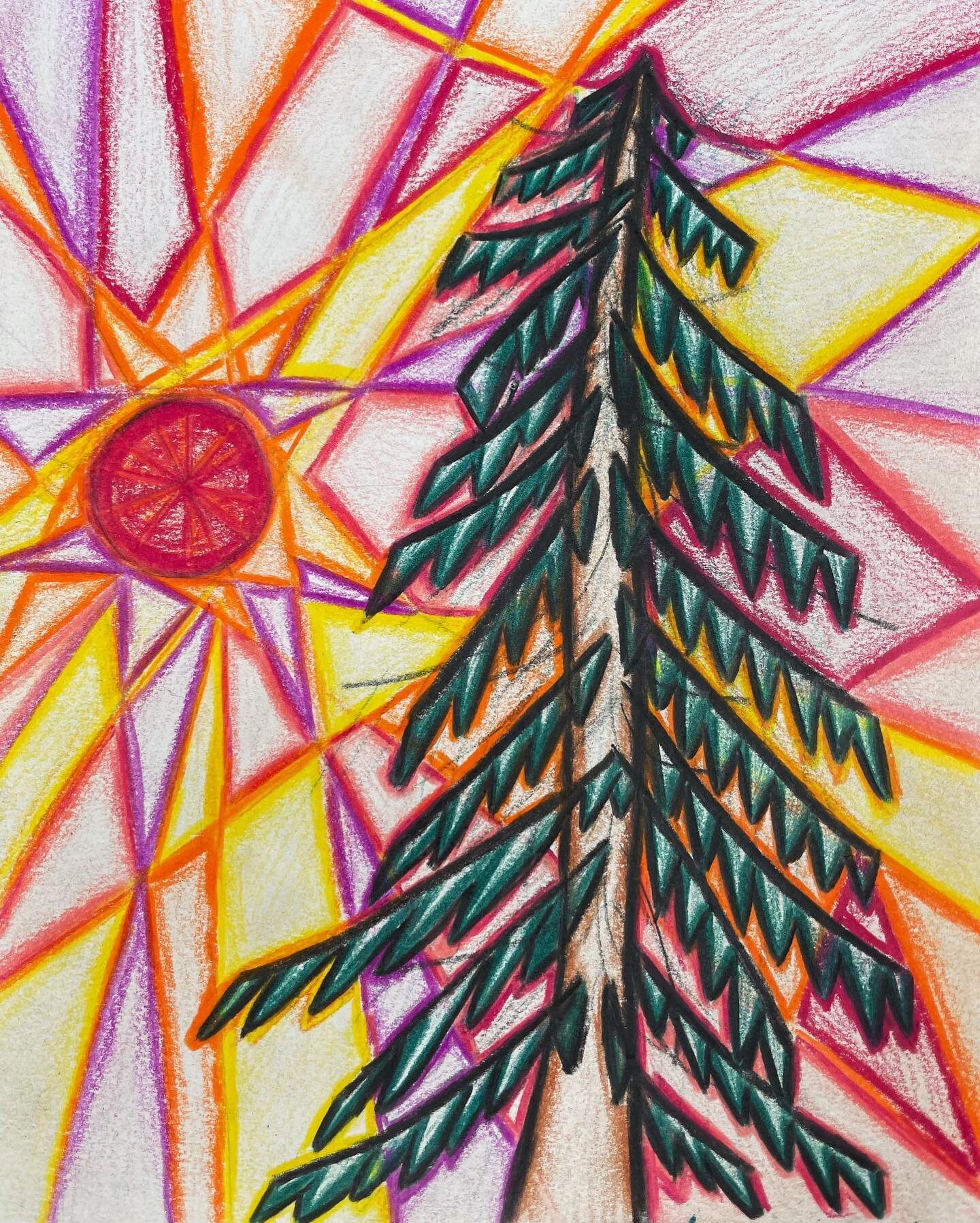 Mt Tabor Sunset. Colored pencil.