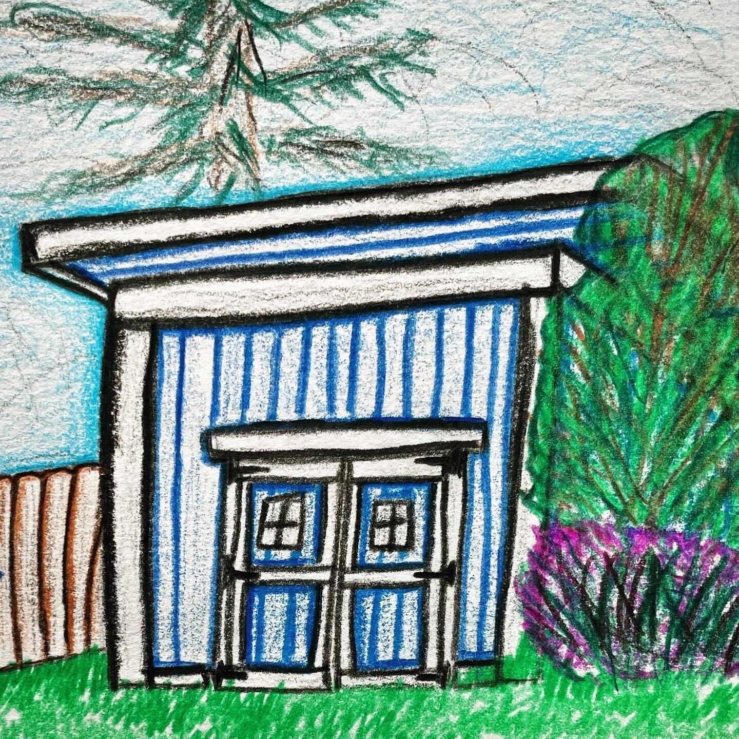 My friend Zhou&rsquo;s shed. Colored pencil.