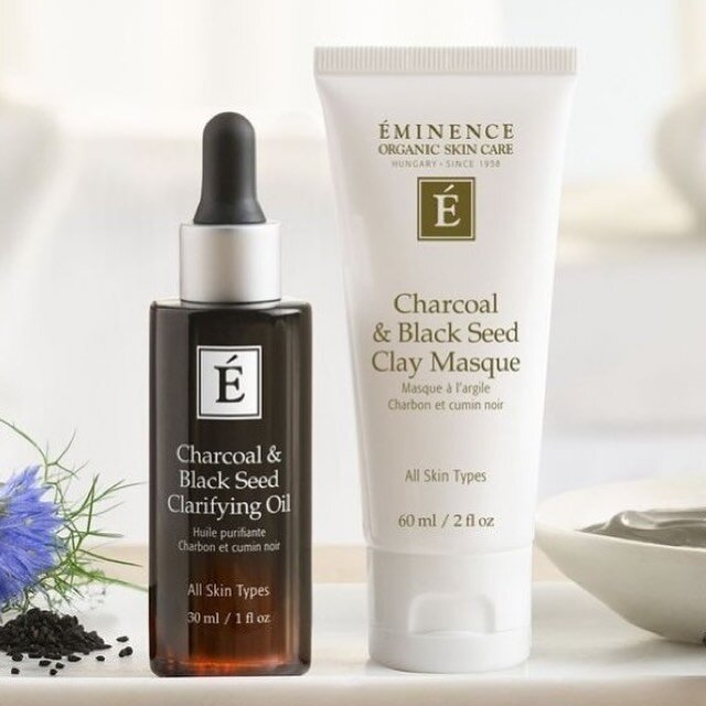 Have you tried the newest Charcoal duo from Eminence Organics? 
Fully stocked in house for product pick up or please use the link in my bio to support my spa 🙌🌼
&bull;
Purify and balance...Introducing our NEW Charcoal &amp; Black Seed Collection! ⁠