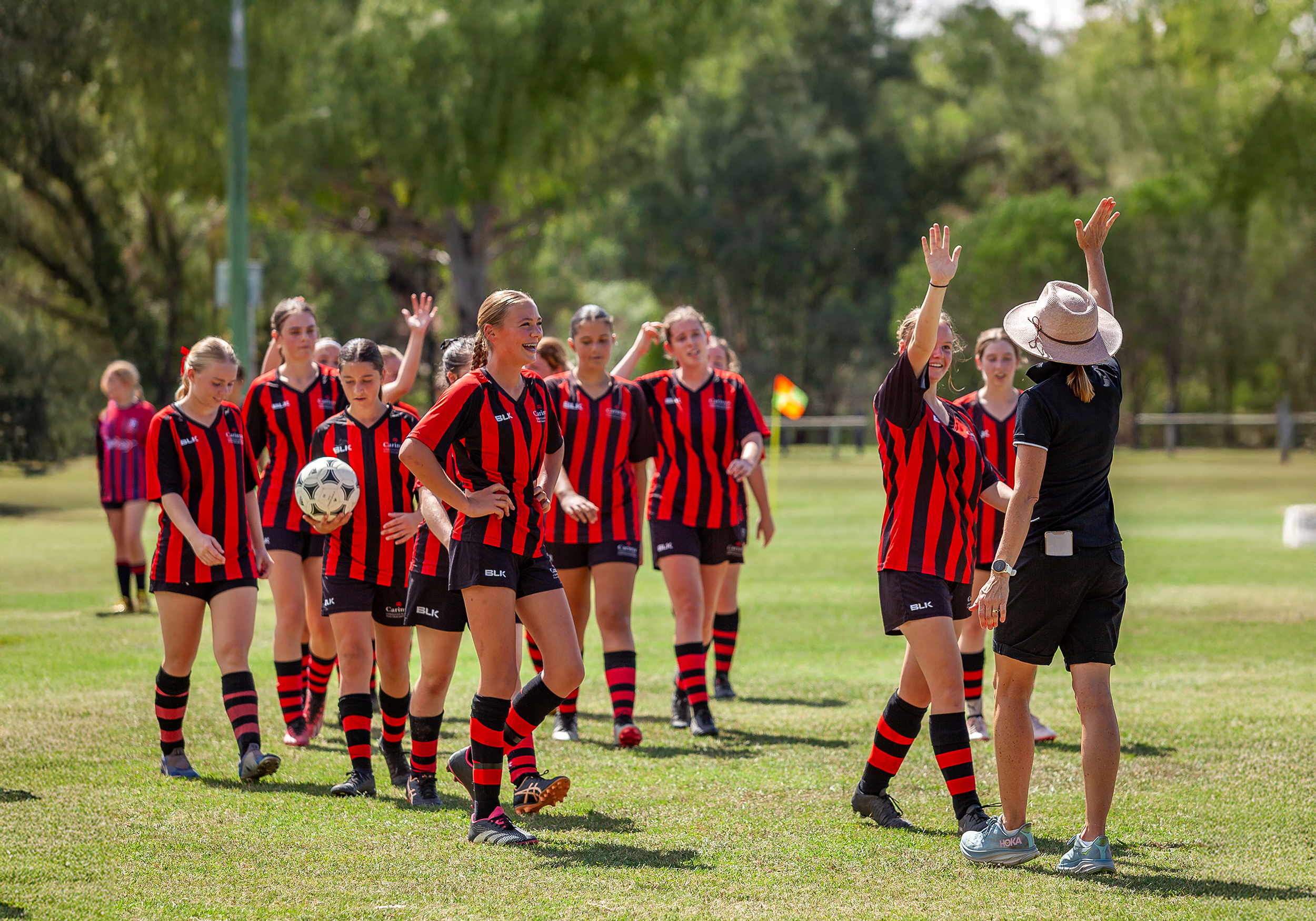 Carinya students playing representative soccer for the Carinya Christian School, Tamworth soccer team.