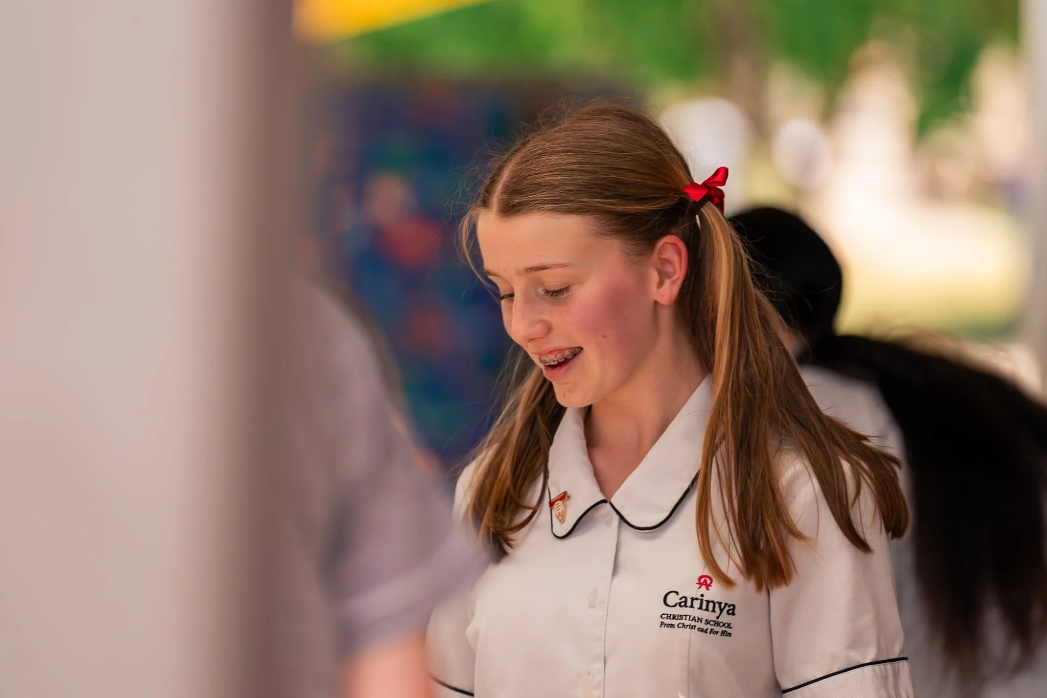 A Carinya student in a school uniform at Carinya Christian School, Tamworth.