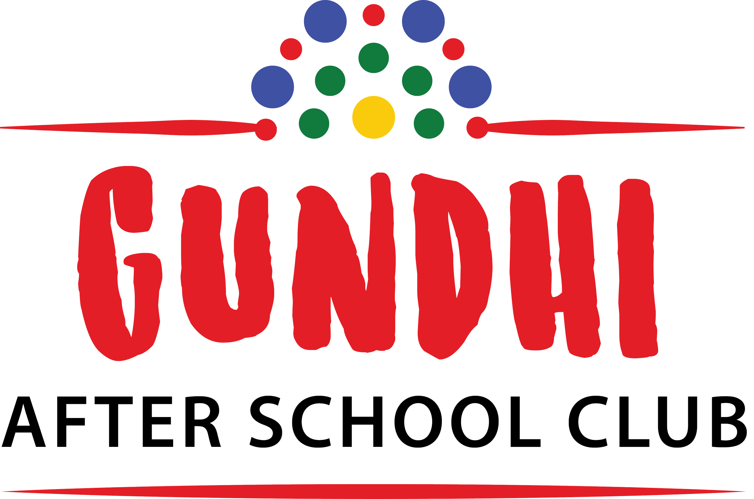 Logo for GUNDAM AFTER SCHOOL CLUB featuring red text 'GUNDAM' with a colorful, abstract robot above and black text 'AFTER SCHOOL CLUB' below.