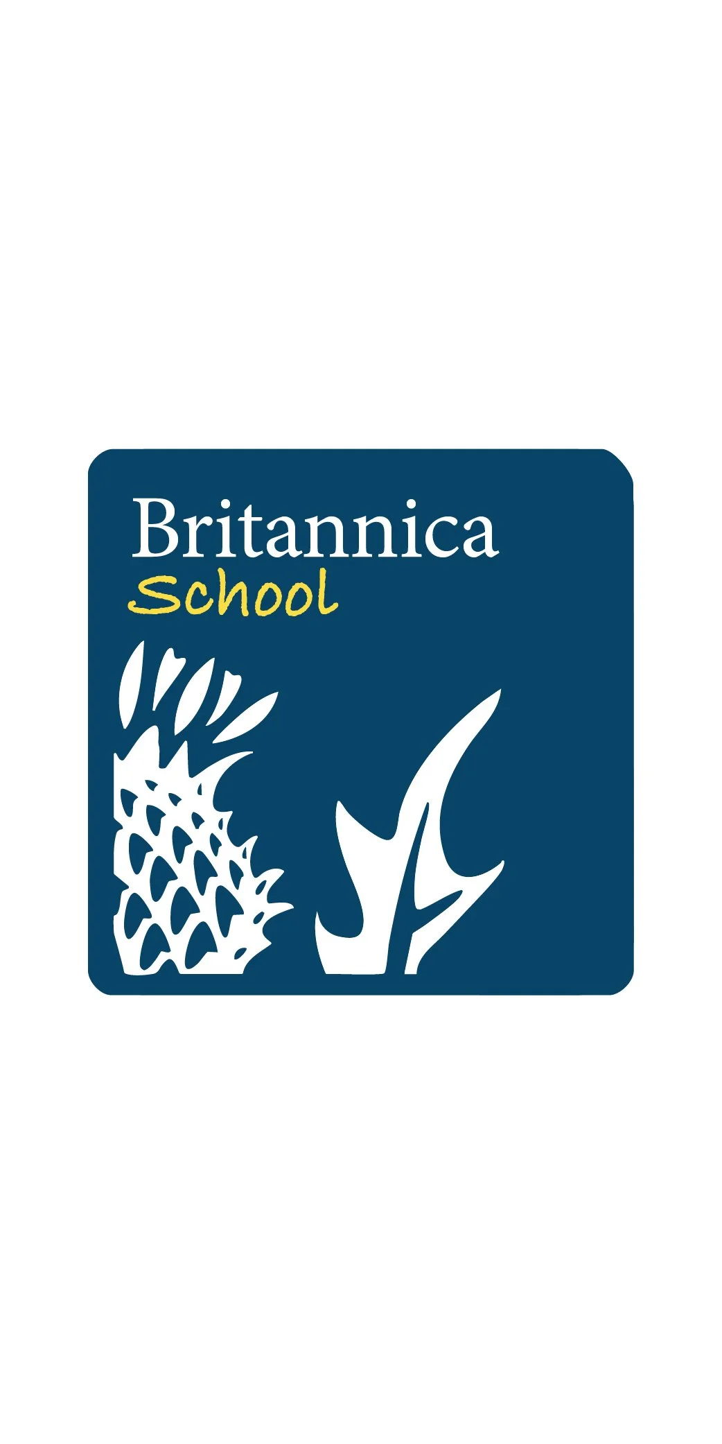 Britannica School logo with a stylized coral and seaweed illustration on a dark blue background.