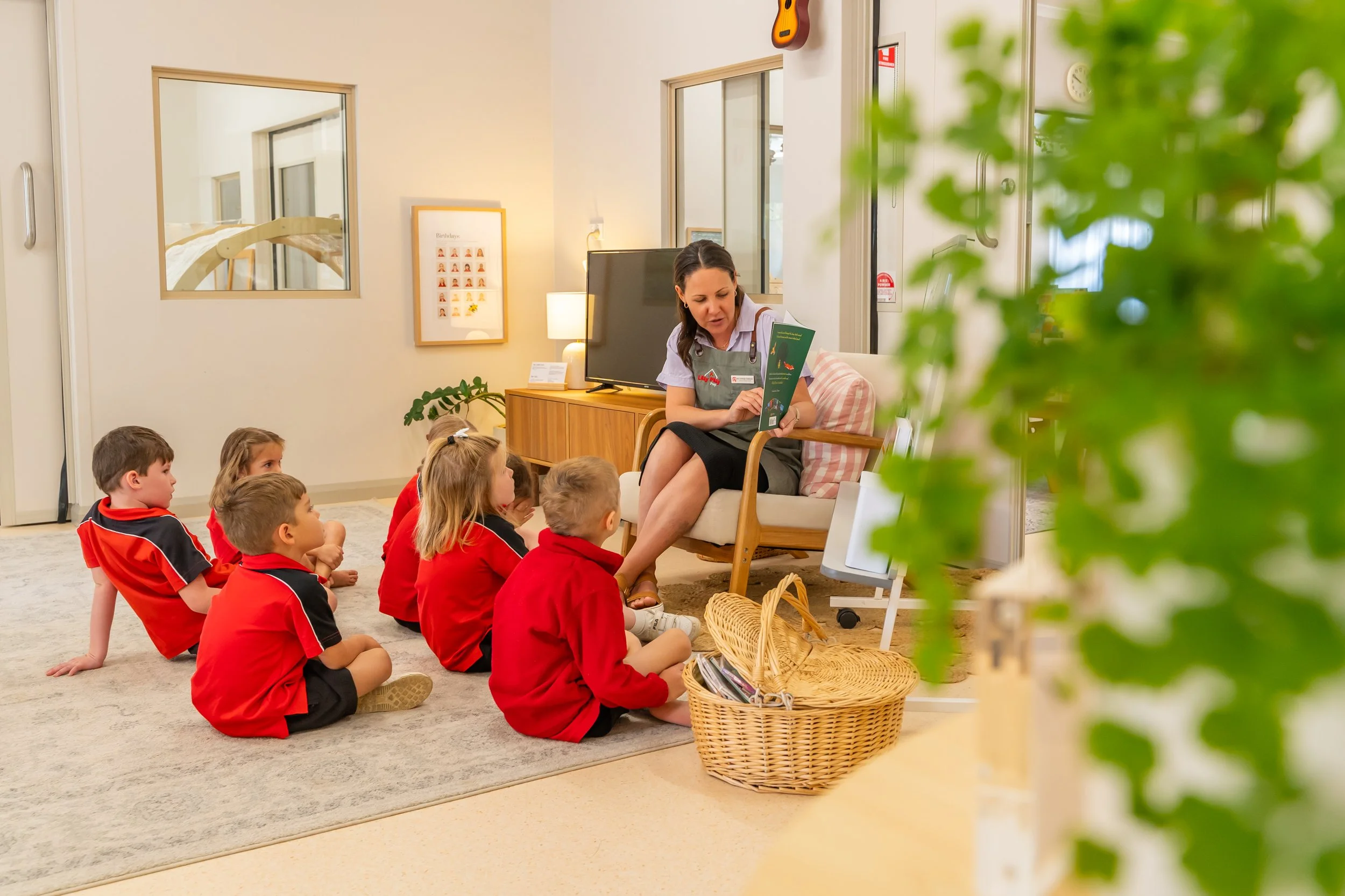 Children in a Lilly Pilly Prep classroom reading a story at Carinya Christian School, Tamworth.