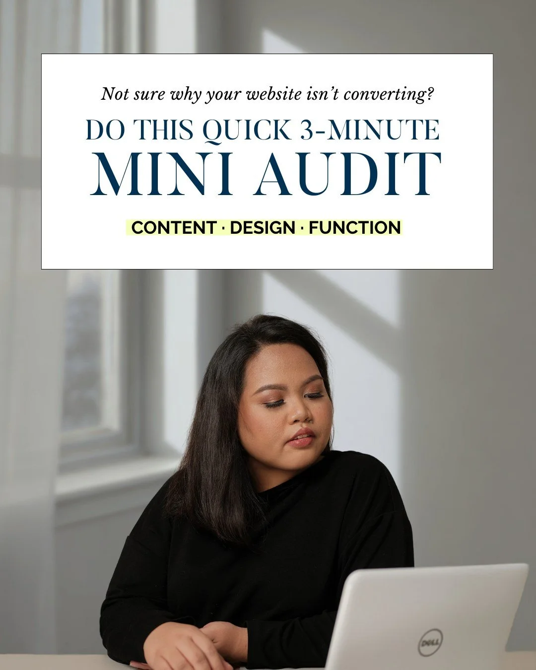 Not sure why your website looks good but isn't actually doing anything for you?

Here&rsquo;s the truth most people miss:
Your website doesn't need a full rebuild to convert. Most of the fixes you need fall into just three areas: Content, Design, &am