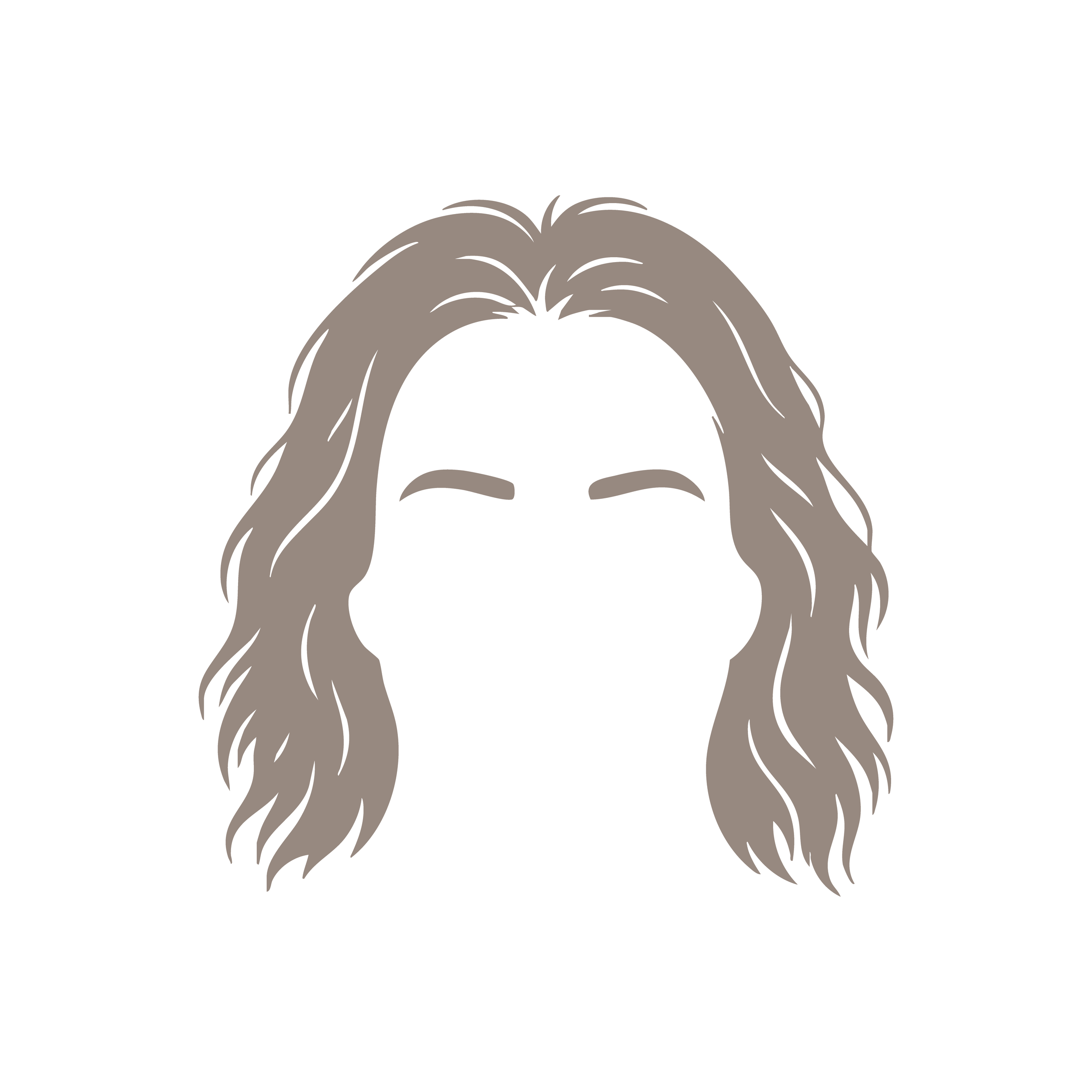 Illustration d'une personne avec de longs cheveux bruns.