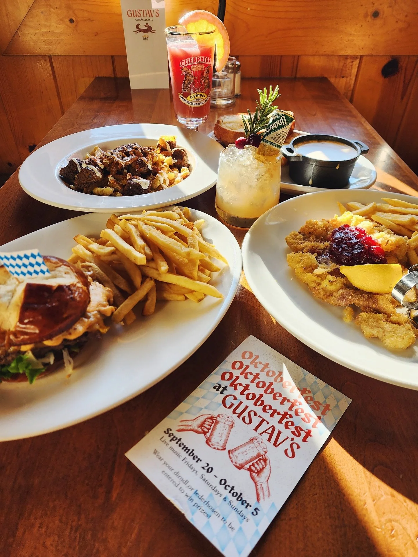 Oktoberfest continues 🥨 join us this week for some delicious specials, including your new favorite burger with tangy kraut, melty cheese and a pretzel bun.