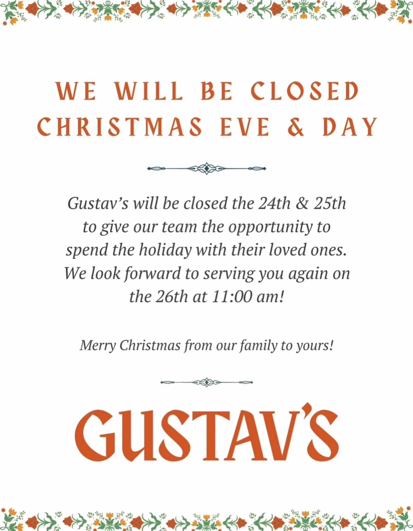 Merry Christmas! Join us tonight and tomorrow for gluhwien and cozy vibes ✨