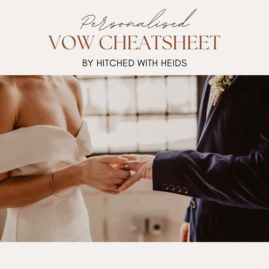 PERSONALISING YOUR WEDDING VOWS ✨
Your vows are a reflection of your unique relationship, and I always encourage couples to write their own! You have the freedom to create your vows completely from scratch or to mix and match some examples from my