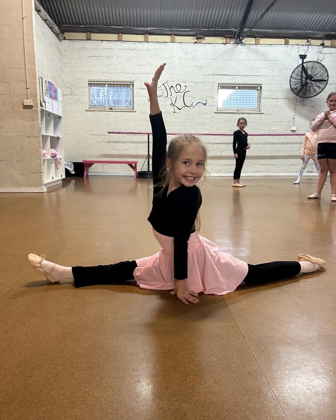 Splits both ways!!!! Go Paige!!!! Paige has been dancing with us since she was 3yrs old &amp; works so hard in class &amp; at home. Her skills have improved out of sight &amp; we are very proud of her. She is always so positive &amp; happy - a joy to