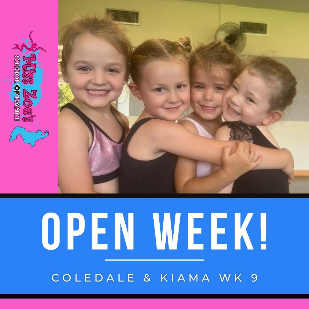 ⭐️Next week is OPEN WEEK at our Coledale &amp; Kiama Studios⭐️

We invite current students to try any classes they like &amp; any prospective students can come along for a trial. The week is FREE! 

Bookings not necessary, just come along! 

For time