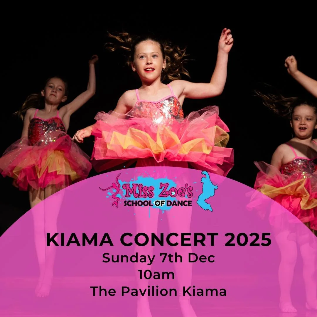 ⭐️Kiama Studio Concert is TOMORROW 10am at The Pavilion Kiama⭐️

Students to arrive at 9:15am for roll call at 9:30am. See you there!