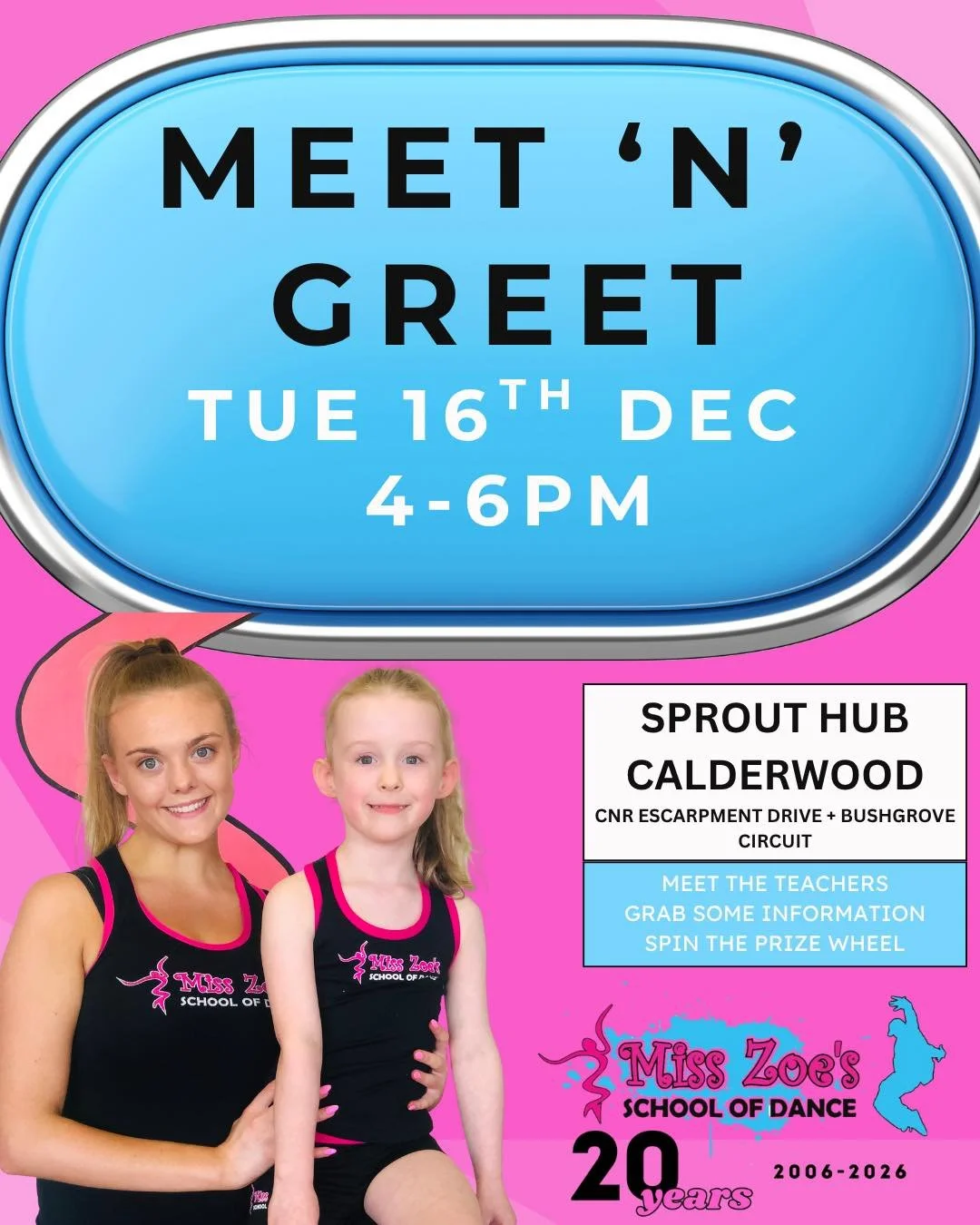 We are so excited to meet prospective students for our NEW classes in Calderwood &amp; Tullimbar starting in Feb 2026. 

Everyone who comes along will get a little giveaway bag as well as have a chance to spin our prize wheel. 

See you all there!

?