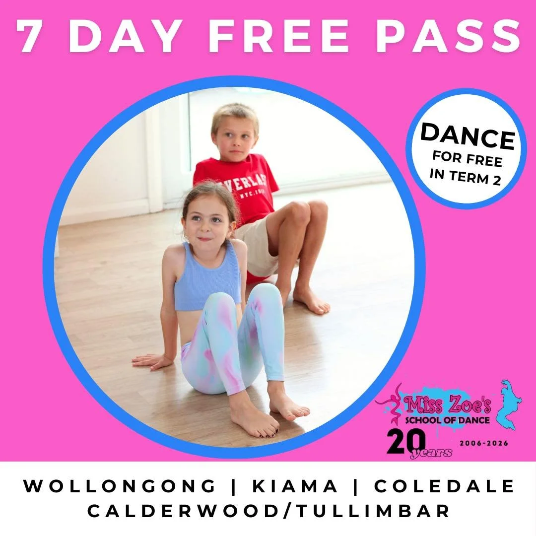⭐️7-Day FREE Dance Pass for Kids*⭐️

Not sure if dance is right for your child? That&rsquo;s okay! Give them a full 7-day free pass to try our classes&mdash;no pressure, no competitions, just fun, movement, and new friendships.

Ages 1&ndash;8 welcom