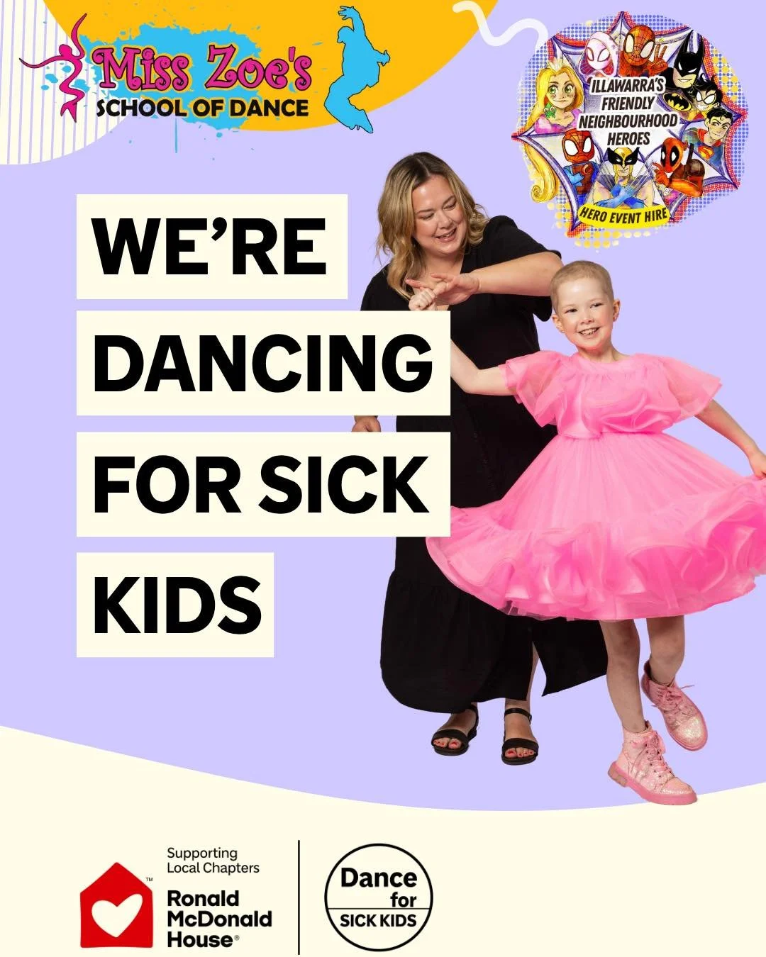 Supporting a cause that truly matters 💛

This May, we&rsquo;re taking part in Dance for Sick Kids alongside Illawarra&rsquo;s Friendly Neighbourhood Heroes, raising funds for Ronald McDonald House Charities.
danceforsickkids
Illawarra&rsquo;s Friend