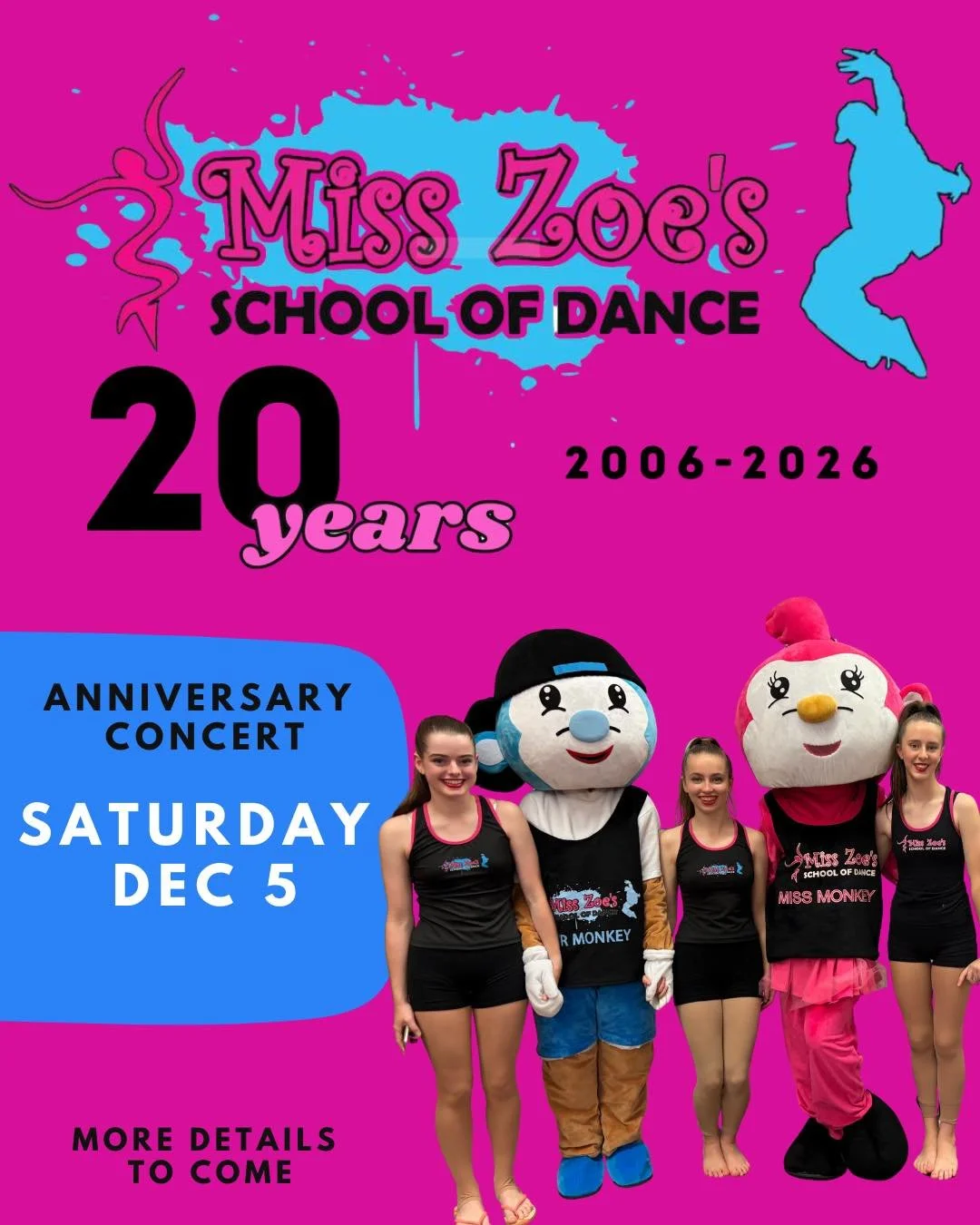 ✨ 20 YEAR ANNIVERSARY CONCERT &ndash; SAVE THE DATE ✨

We are so excited for our 20 Year Anniversary Concert!

🗓 Saturday 5th December 2pm
📍 Uni Hall, University of Wollongong

For the first time ever, all four studios will come together on one sta