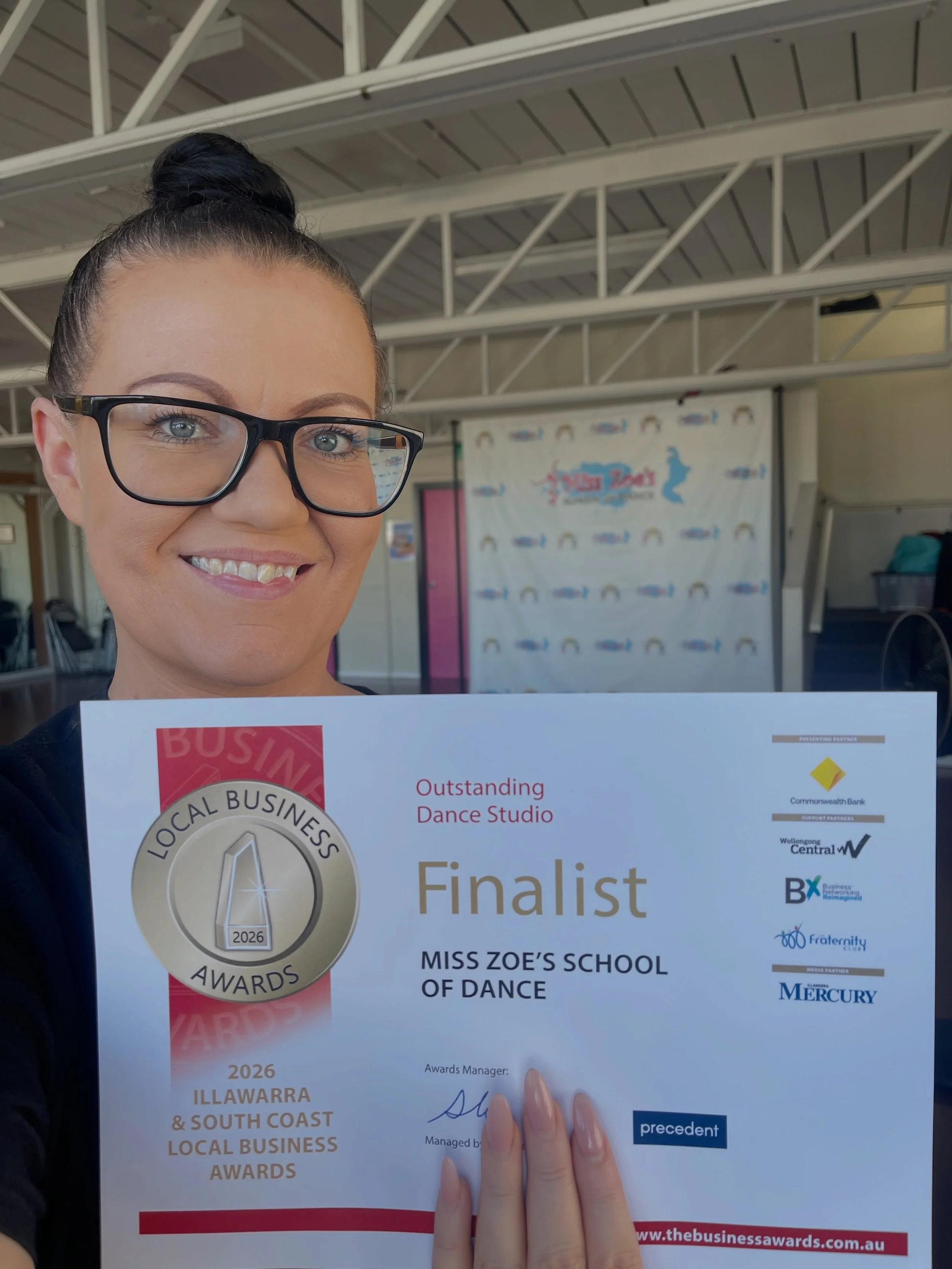 Our 2026 Illawarra &amp; South Coast Local Business Awards Finalist certificate for the Most Outstanding Dance Studio came today! Thank you to everyone who voted for us 💕
@localbusinessawards_