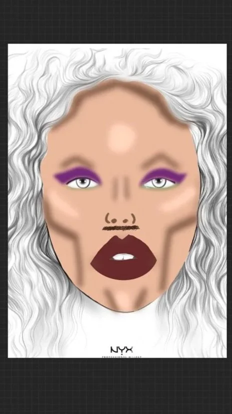 Facechart: theatergrime examen (disney villain)