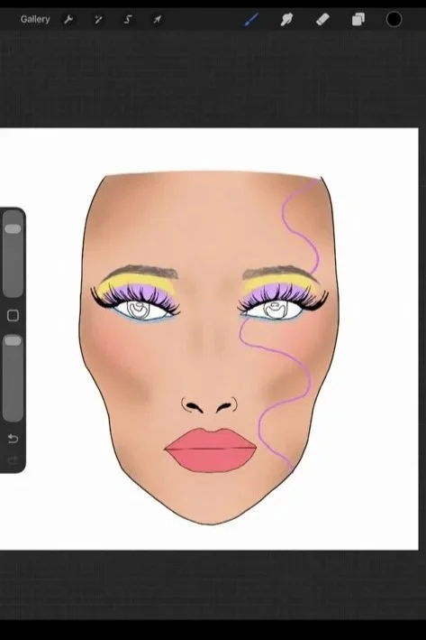 Facechart: examen Fashion geinspireerd op een foto