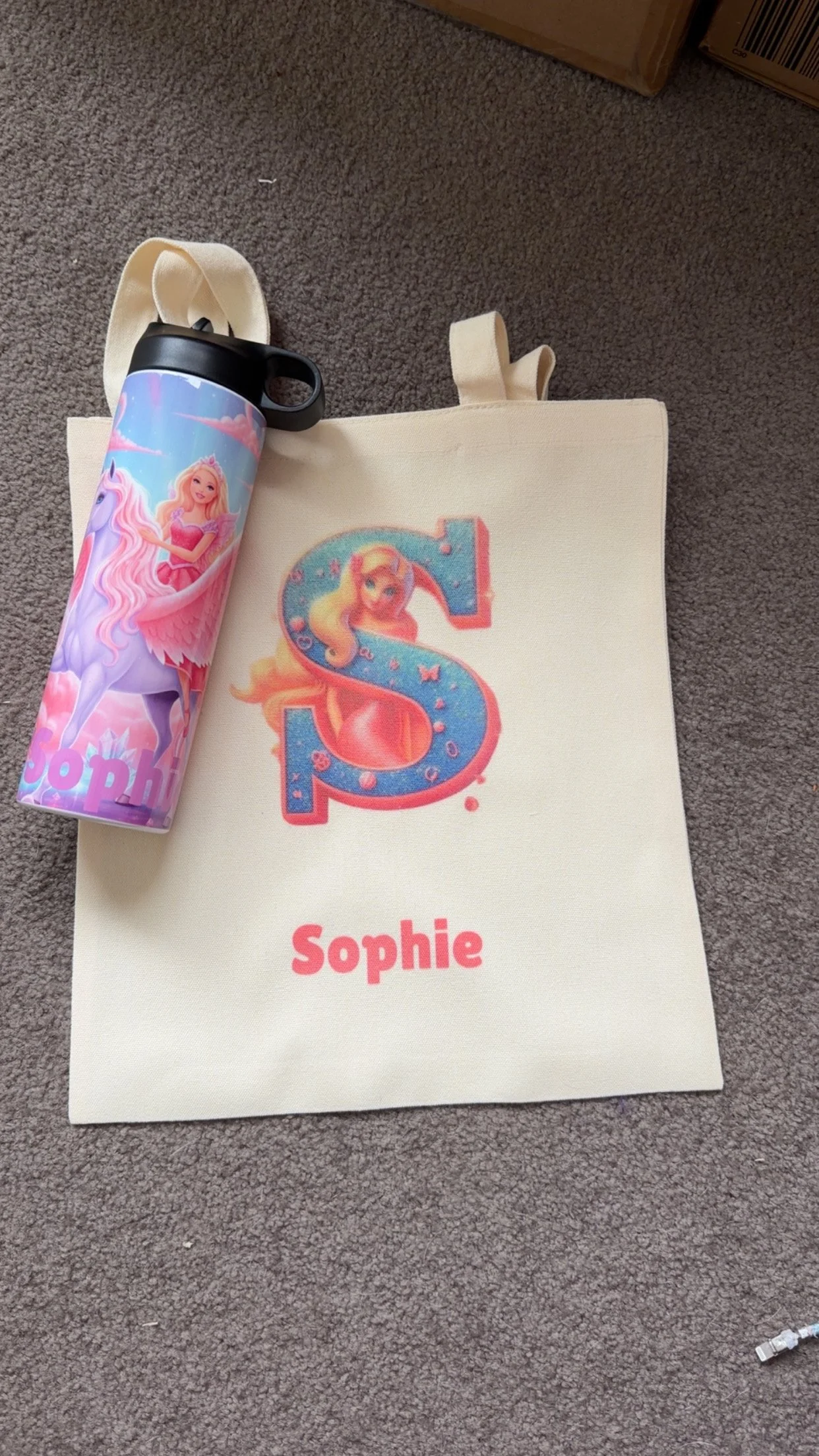 Custom Back to school personalised drink bottle & library bag