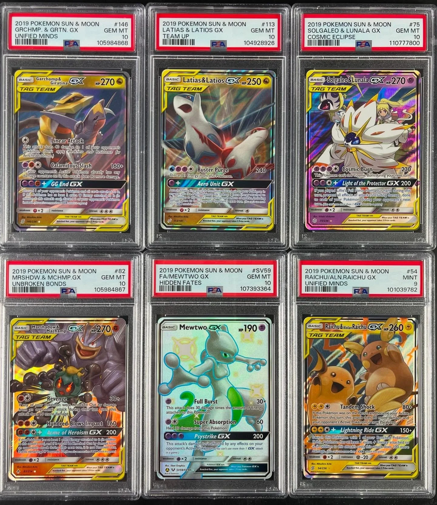 ☀️🌙 Sun &amp; Moon, soon to be vintage heat! ONLINE NOW🔥 
🐉 Garchomp &amp; Giratina GX 146/236
🕊️ Latias &amp; Latios GX 113/181
🌙 Solgaleo &amp; Lunala GX 75/236
💪 Marshadow &amp; Machamp GX 82/214
🔮 Mewtwo GX SV59/SV94
⚡ Raichu &amp; Alolan 