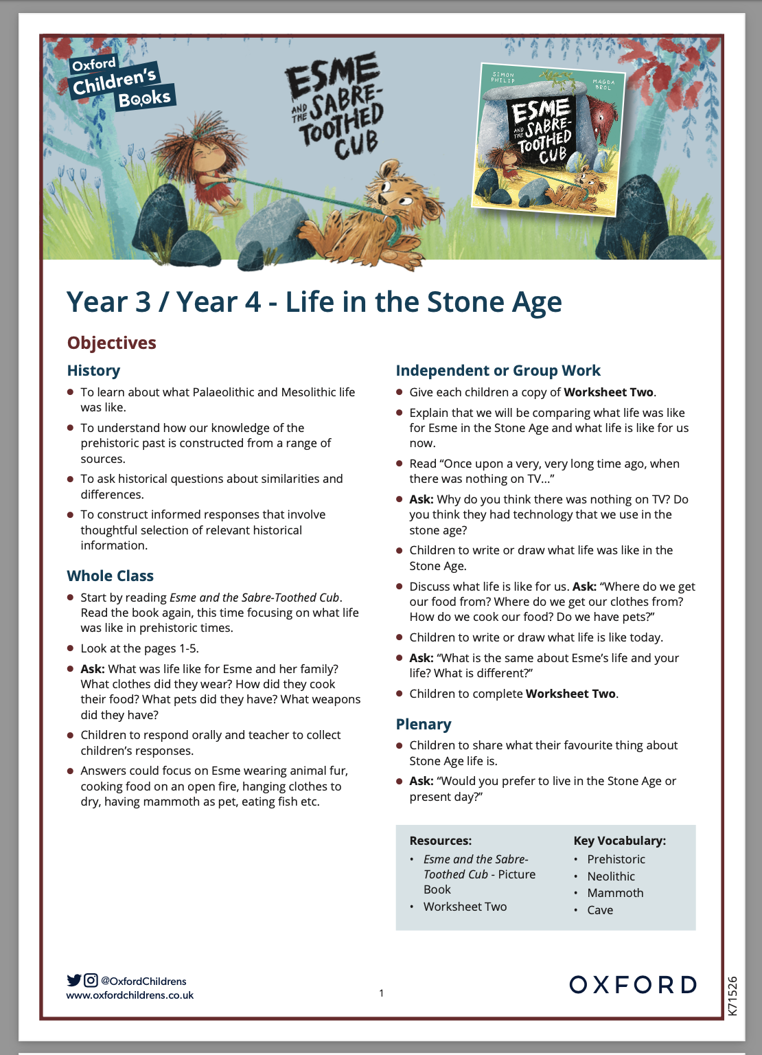 Esme and the Sabre-Toothed Cub Teaching Resources