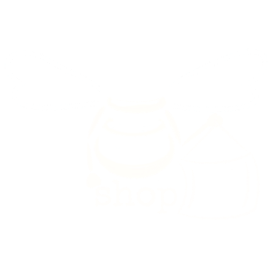 Eine Hummel trägt eine gefüllte Einkaufstasche. Das weiße Logo auf transparentem Grund wird durch das Wort „shop“ ergänzt.