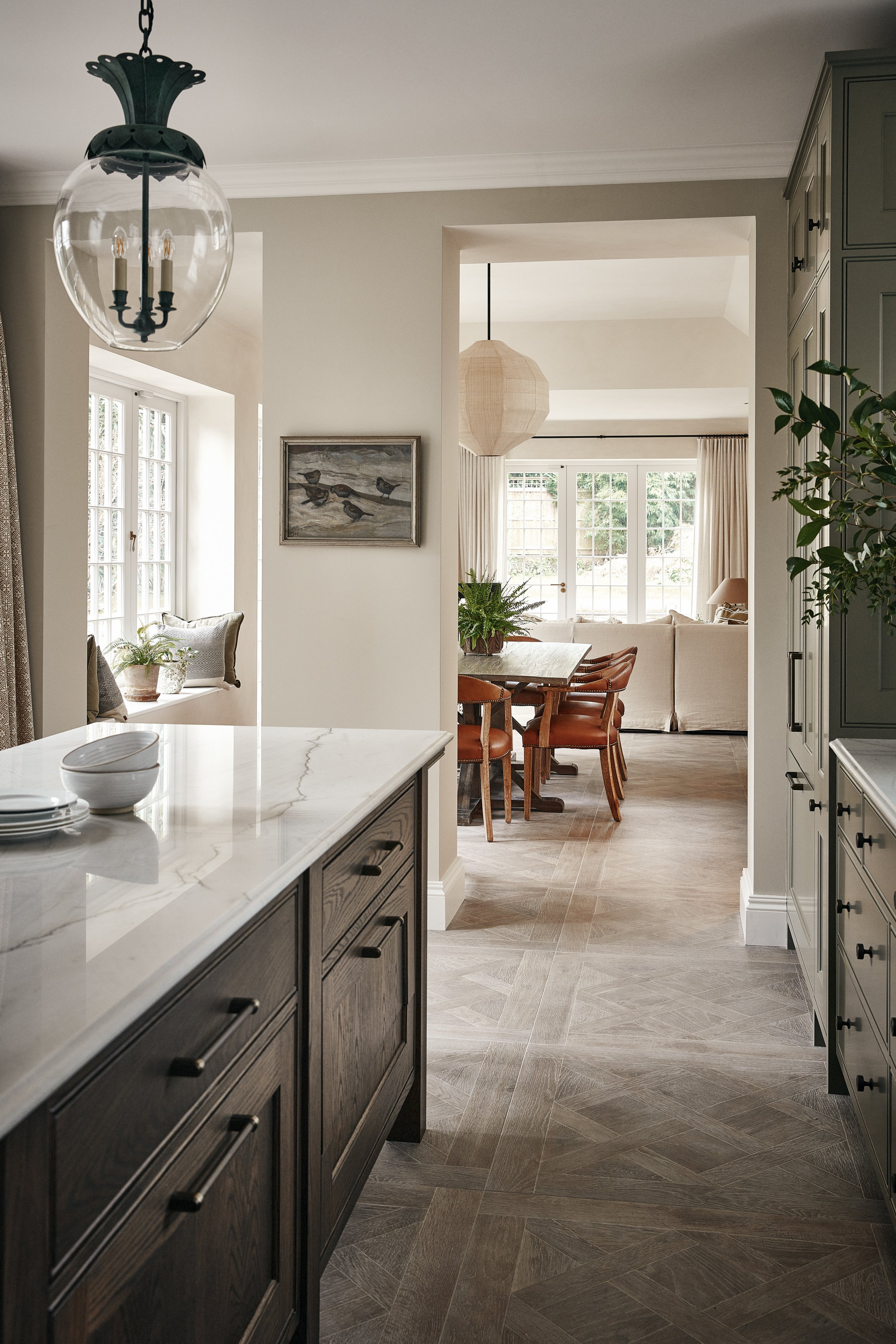 A painted timber kitchen in Wimbledon, SW London. Custom designed, with ...
