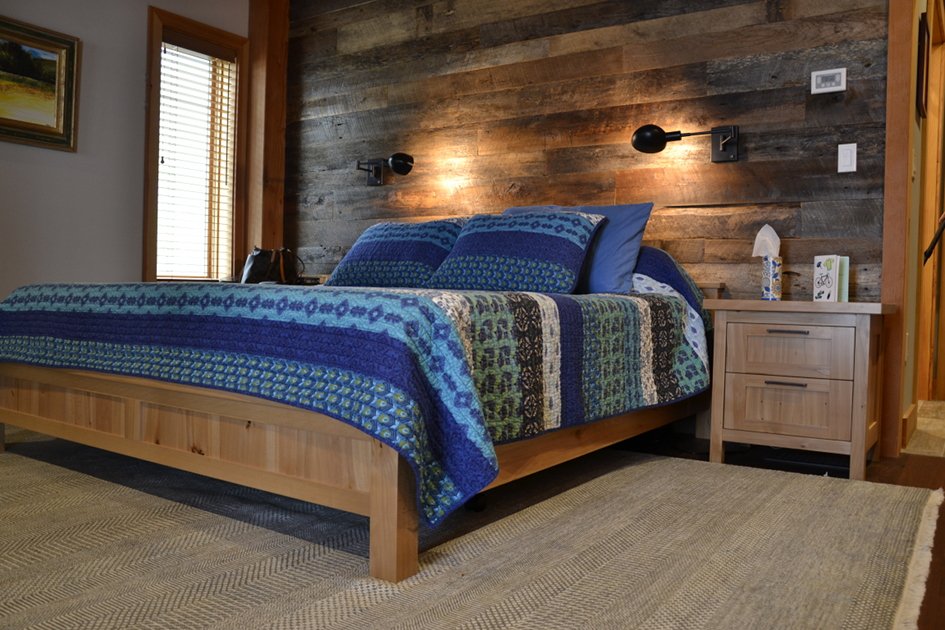 Reclaimed American Gothic Beech Bed Frame and Side Table