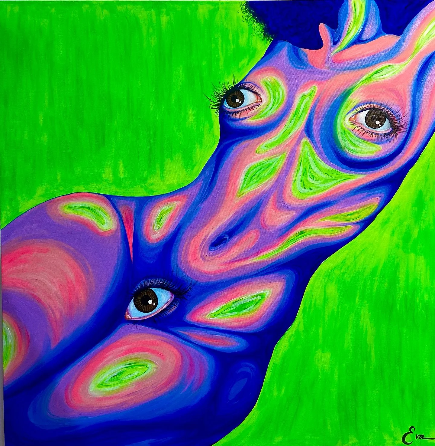 Hiii! This original painting is for sale at Kr&aelig;ss 💚💙 https://kraess.dk/vare/cosmic-original/?_gl=1*125solz*_up*MQ..*_ga*MTY5MjM4MDA3LjE3NTE2NDI2NDU.*_ga_3KBFQY533D*czE3NTE2NDI2NDUkbzEkZzEkdDE3NTE2NDI2NzQkajMxJGwwJGgxNTc2NDgzNTk4