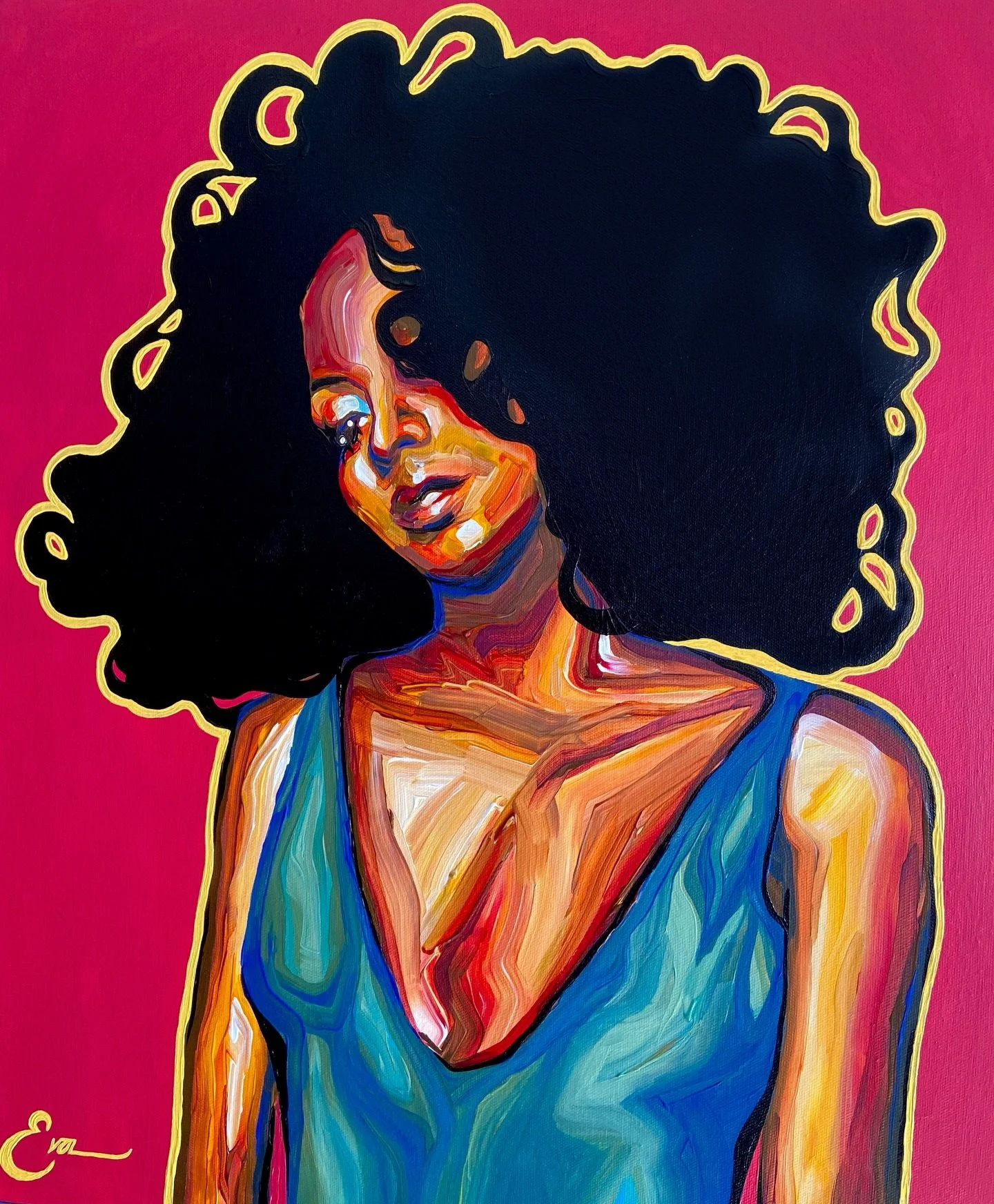 &ldquo;Diana,&rdquo; 50x60cm. SOLD today! ⭐️💛 
&bull;
&bull;
&bull; 
art painting drawing reels fyp portrait female art colorful art surreal art decor interior emerging artist kunst copenhagen diana ross disco queen