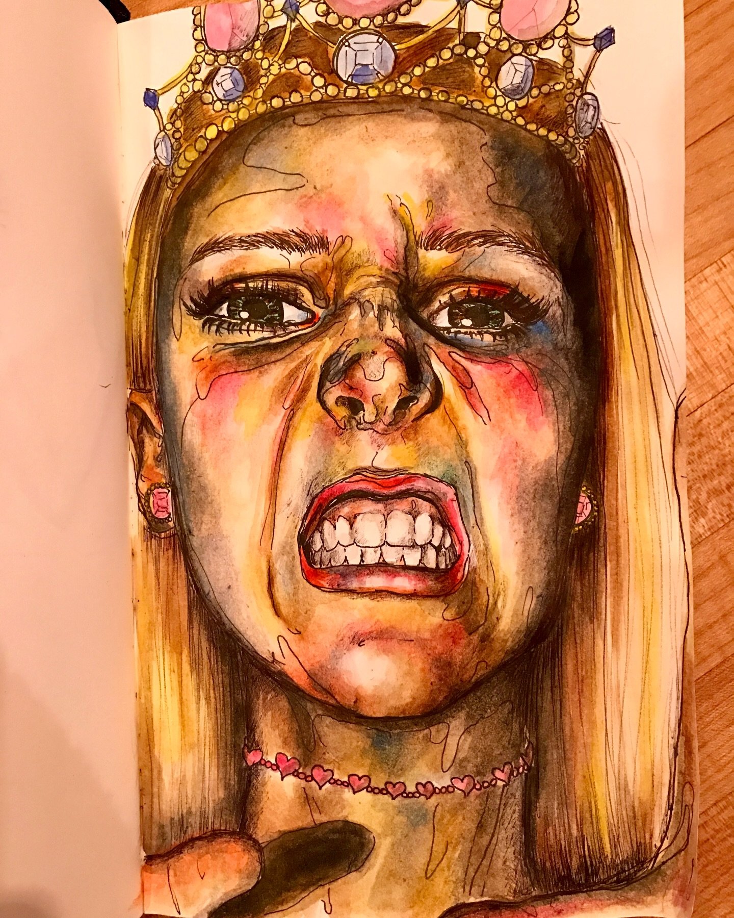 my watercolor self portrait from 2017 🎨 vs. an updated (acrylic) version 8 years later 👀 
&bull;
&bull;
&bull; 
art painting drawing reels fyp portrait female art colorful art surreal art decor interior emerging artist kunst copenhagen