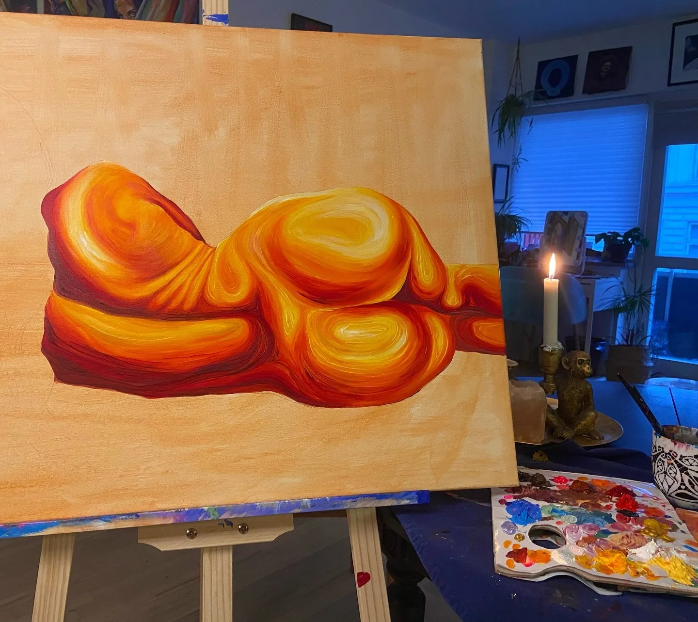 painting progress on this lovely Sunday 🍑🧡
&bull;
&bull;
&bull; 
art painting drawing reels fyp portrait female art colorful art surreal art decor interior emerging artist kunst copenhagen