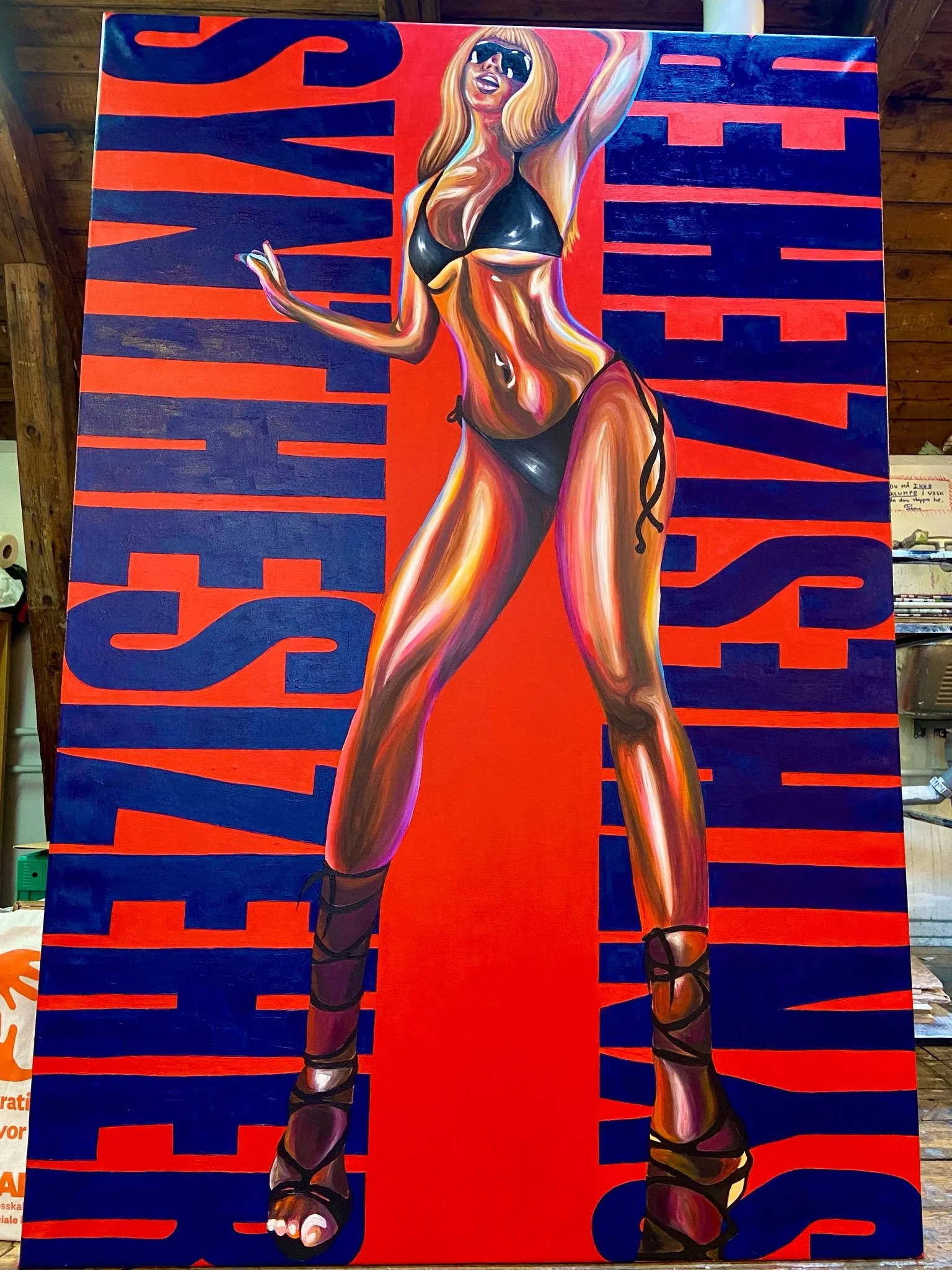 SYNTHESIZEHER, 100 x 150 cm ⭐️ An inspired vision while listening to Outkast 💅 

&bull;
&bull;
&bull; 
art painting drawing reels fyp portrait female art colorful art surreal art decor interior emerging artist kunst copenhagen