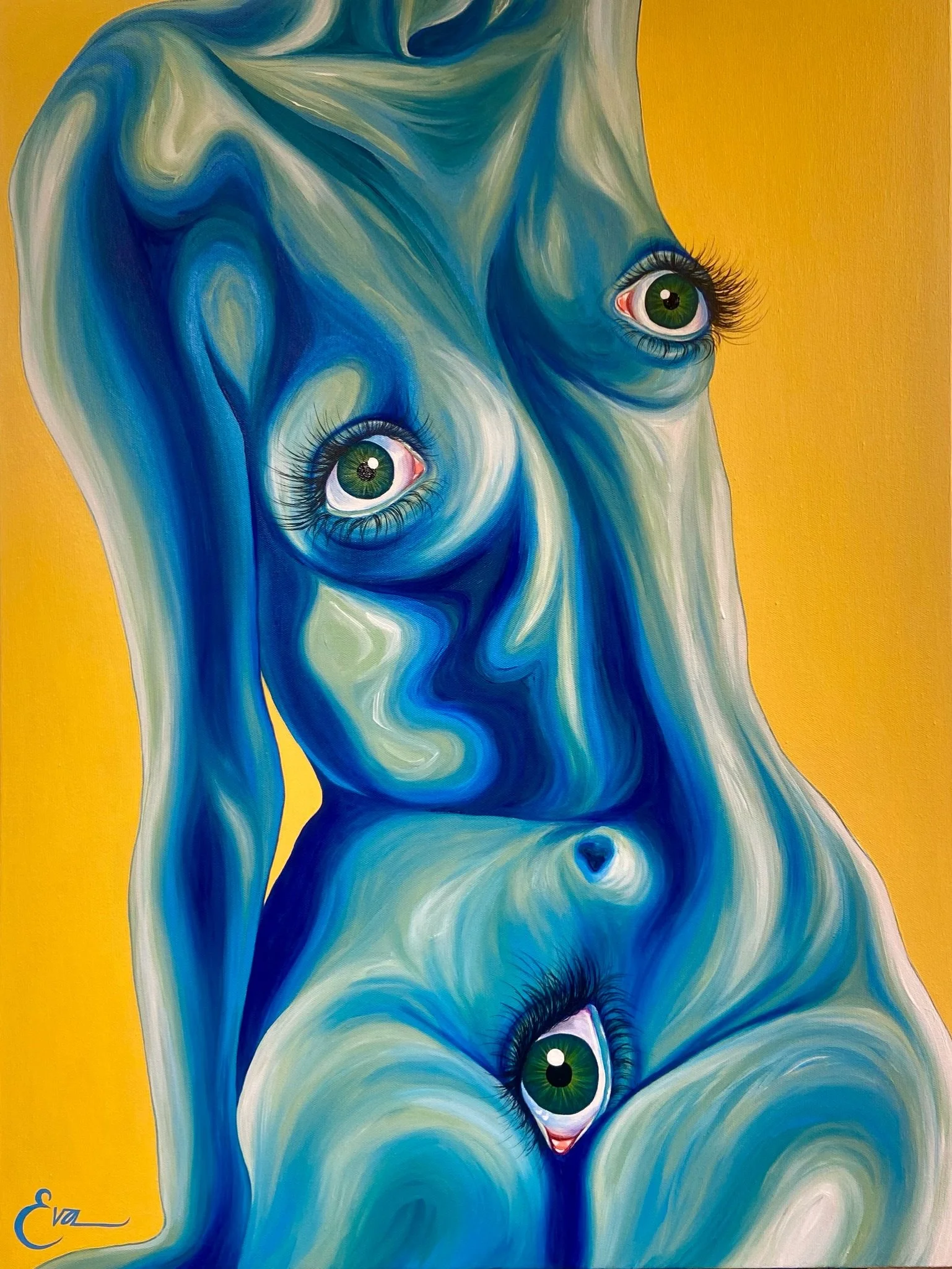 Seeing &amp; Being, 60 x 80 cm. Original for sale (dm me) and prints for sale at @kraess.store 📸💛 
&bull;
&bull;
&bull; 
art painting drawing reels fyp portrait female art colorful art surreal art decor interior emerging artist kunst copenhagen art