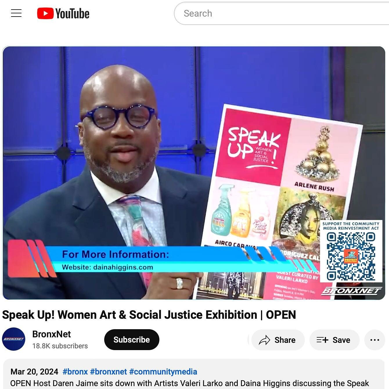 Featured on BronxNet! Go visit SPEAK UP! Women, Art &amp; Social Justice group show. 
This Sunday, March 24, Soiree 4-7pm, with musical performance by @businessman_nyc. 
Saturday, March 30, Artists Talk 3-5pm
Thursday April 18, closing party 6-9pm. 
