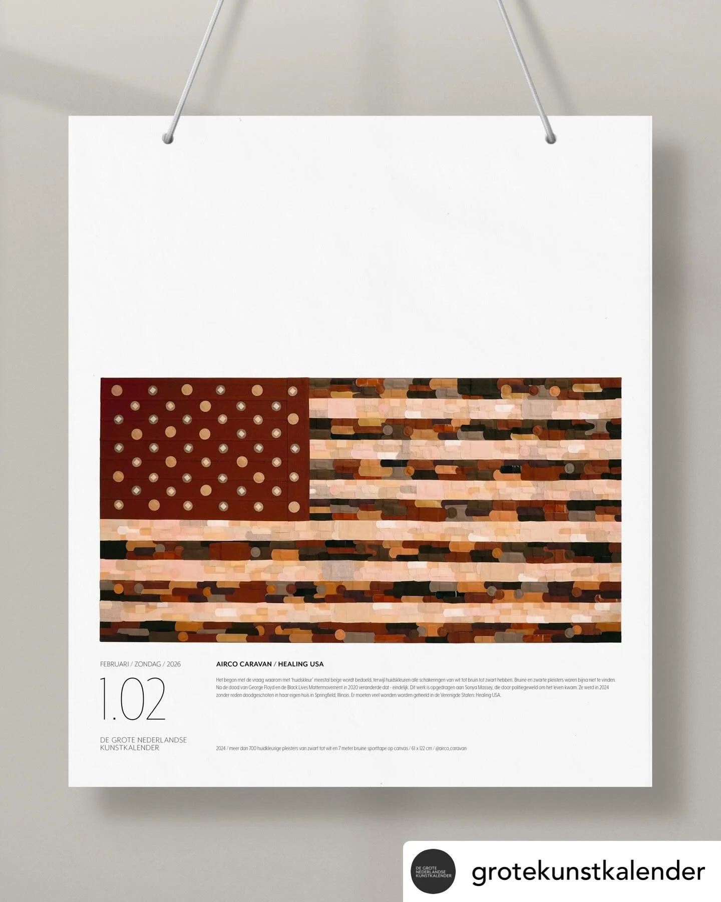 Repost &bull; @grotekunstkalender De kunstenaar van 1 februari is Airco Caravan met &lsquo;Healing USA&rsquo;. #grotekunstkalender #GNKK26 @airco_caravan