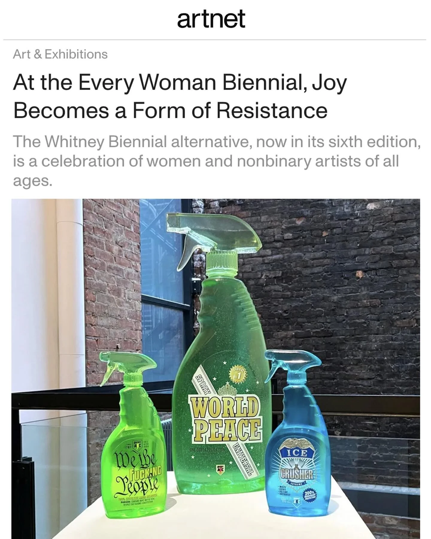 Great article in @ARTNET on @everywomanbiennial! Thank you @sarahcascone 🙏🏼. Go visit the world&rsquo;s largest female and non-binary biennial &amp; buy art! Check the calendar for events and performances. 🔥💃🏼 @penandbrushnyc, 29 E 22nd St, NYC,