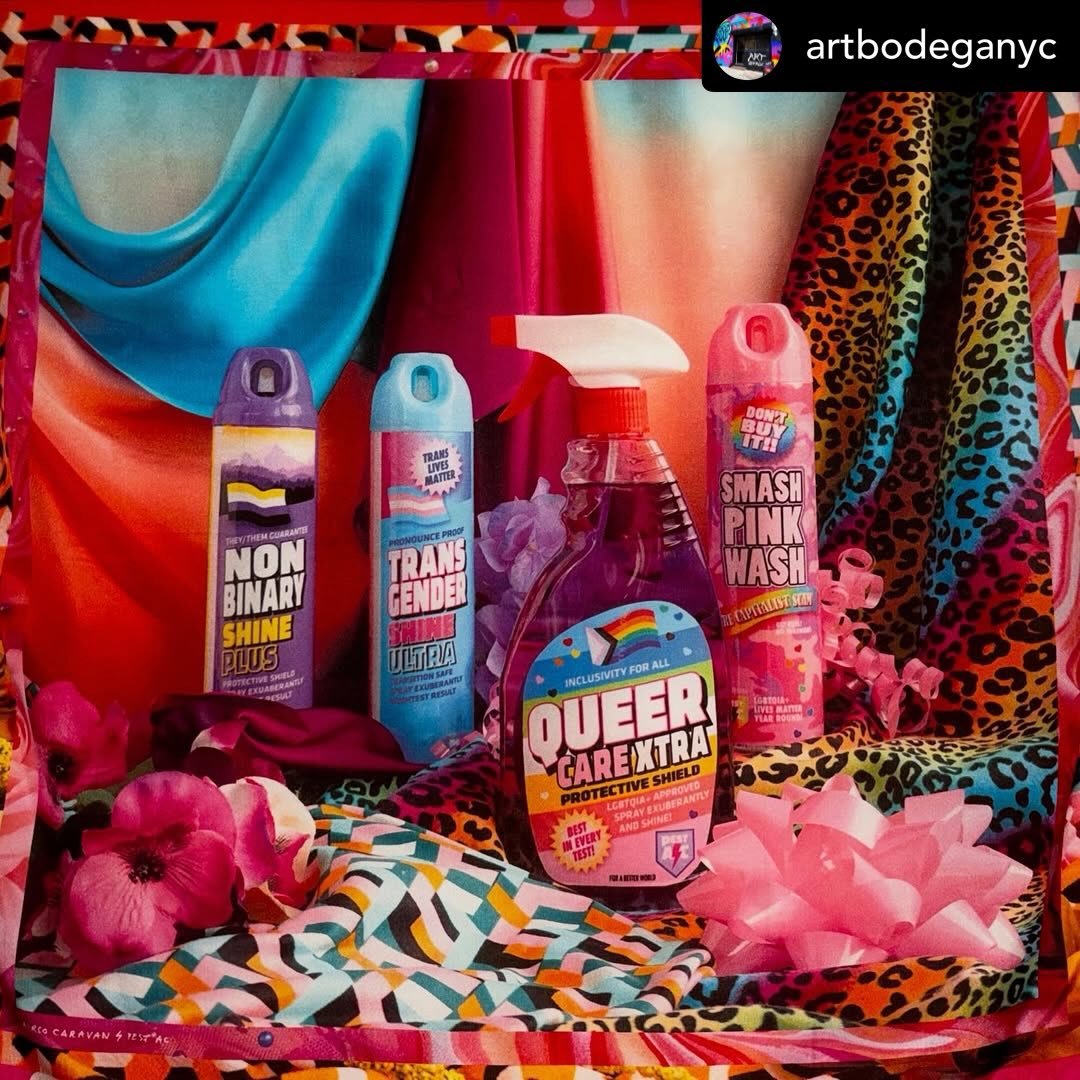 Repost &bull; @artbodeganyc @airco_caravan made the perfect silk scarf for PRIDE MONTH, Queer Care Xtra! Available at the Art Bodega 🏳️&zwj;🌈🏳️&zwj;⚧️
