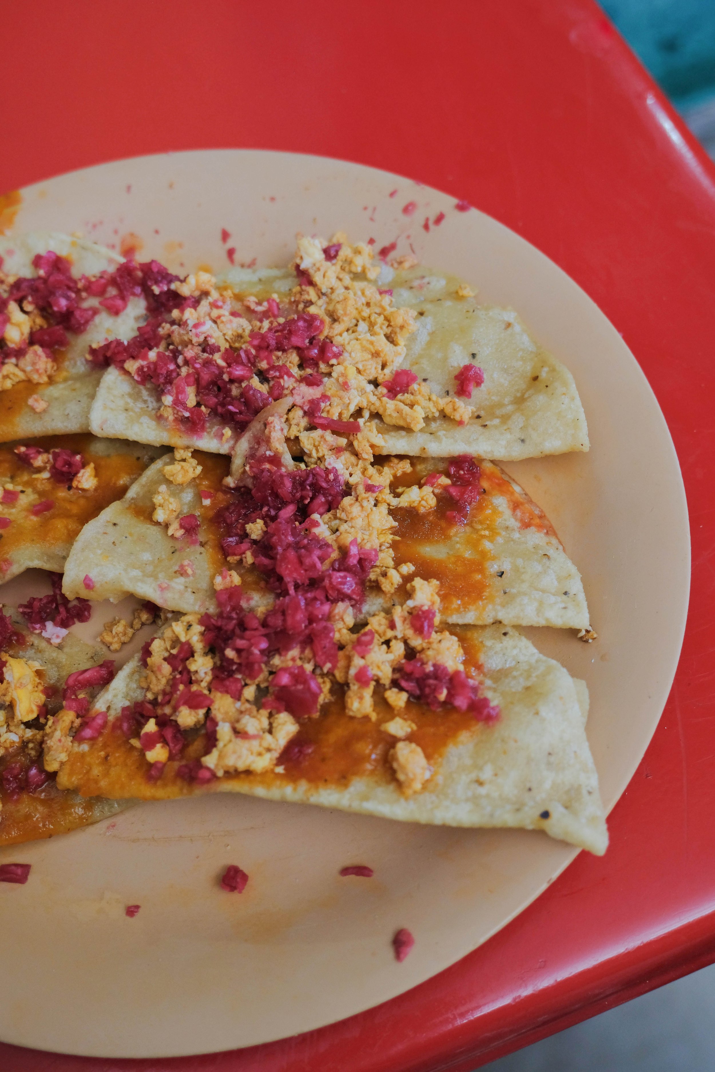 Breakfast in Izamal, Mexico. I love Mexico for the weather, people, history, culture, language, but probably most of all the pops of pink that show up on my plate!