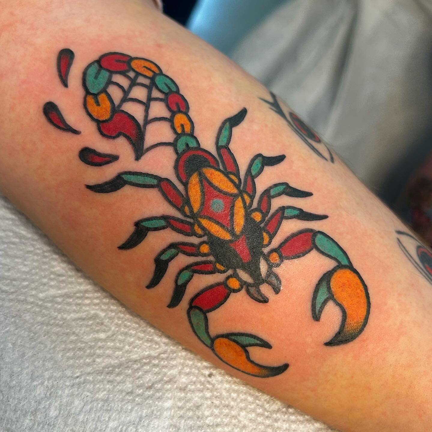 Scorpion done by @laurencaldwelltattoo