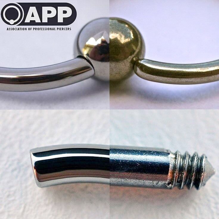 ⚠️ ASK YOUR PIERCER FOR MILL CERTIFICATES! ⚠️ 

Image 1: Close up shots of internally threaded IMPLANT GRADE titanium with a mirror finish compared to externally threaded low quality &ldquo;surgical steel&rdquo;.

Image 2: A mill certificate provided