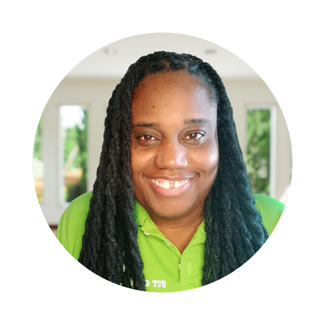 Image of Renee Padmore in green polo against a living room background.