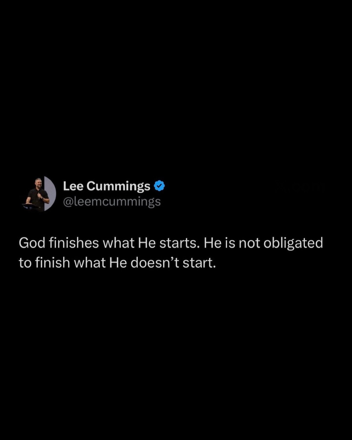 God finishes what He starts. He is not obligated to finish what He doesn&rsquo;t start.