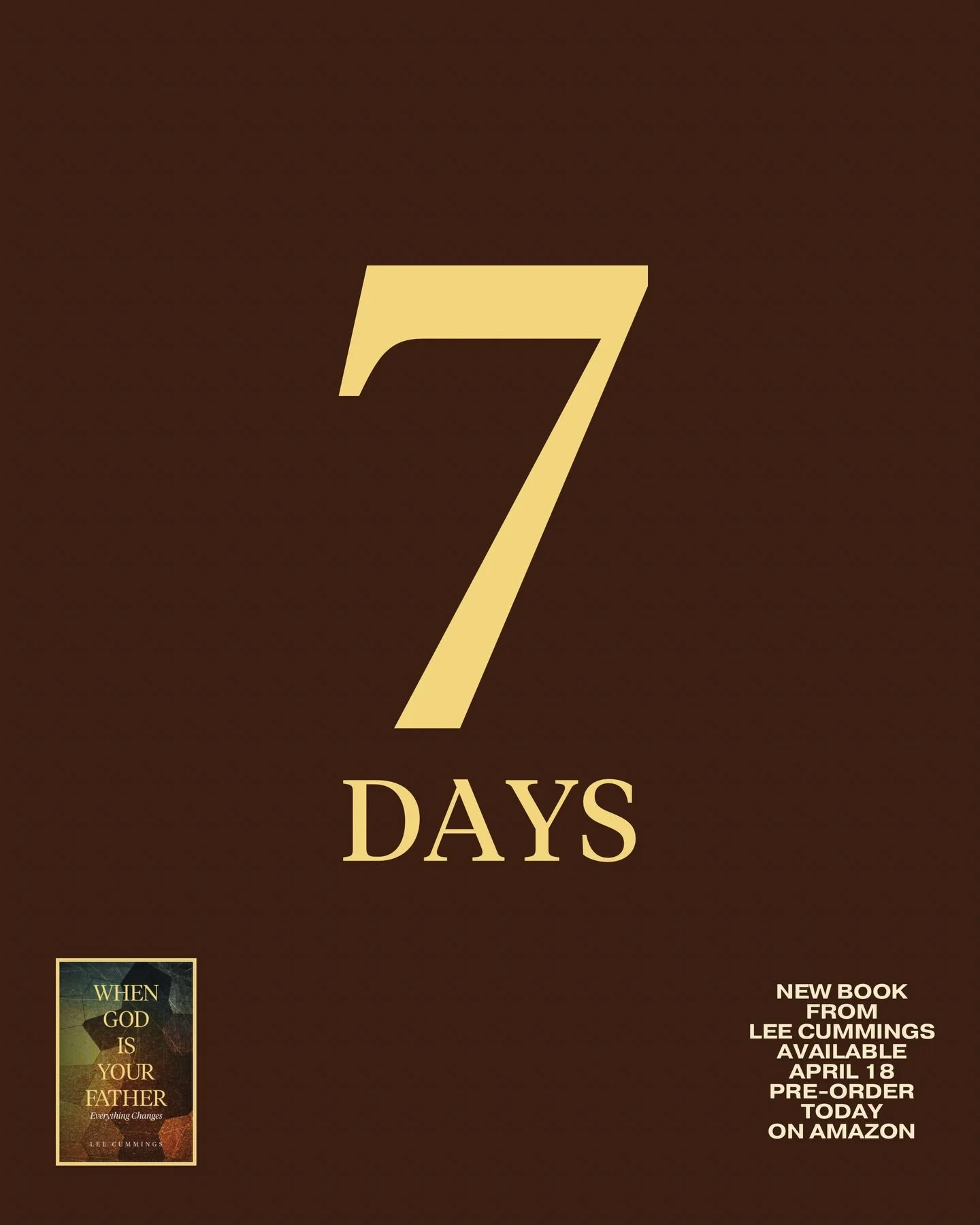 7 DAYS!

My new book &ldquo;WHEN GOD IS YOUR FATHER EVERYTHING CHANGES&rdquo; is almost here.

Pre-order today on Amazon (link in bio) and get it everywhere this Saturday, April 18!
