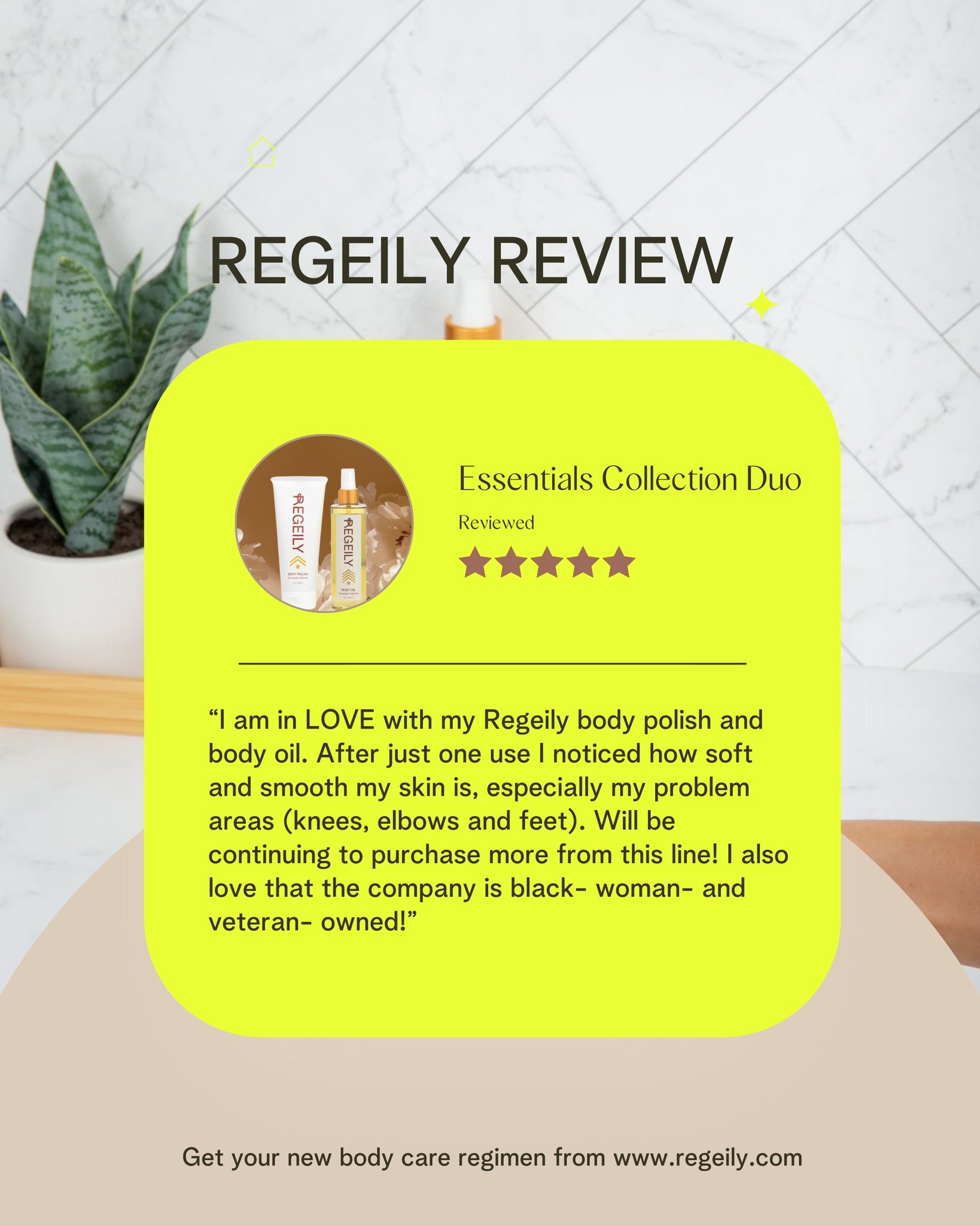 The shop is now live and the results are in! People love Regeily products and you will too.

Don't take our word for it - see what Erica had to say.

&ldquo;I am in LOVE with my Regeily body polish and body oil. After just one use I noticed how soft 
