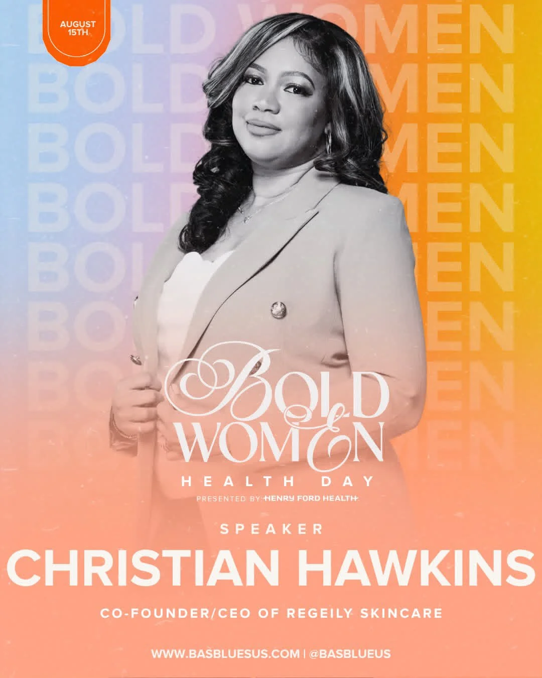 Regeily co-founder Christian Hawkins will be speaking at Bold Women&rsquo;s Health Day on August 15 @basblueus ✨
A day dedicated to women&rsquo;s health, wellness, and empowering conversations. Regeily is honored to be part of this important event.